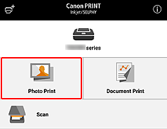 rysunek: Ekran aplikacji Canon PRINT Inkjet/SELPHY